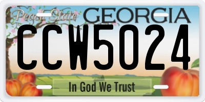 GA license plate CCW5024