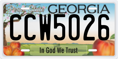 GA license plate CCW5026