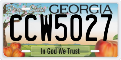 GA license plate CCW5027