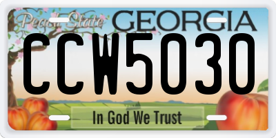 GA license plate CCW5030