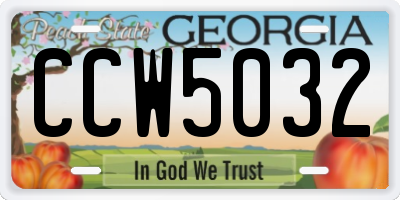 GA license plate CCW5032