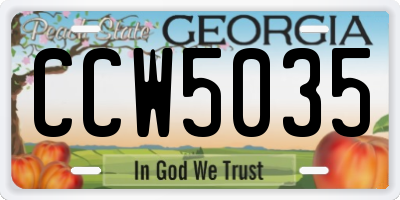 GA license plate CCW5035