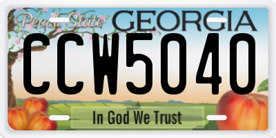 GA license plate CCW5040