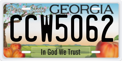 GA license plate CCW5062