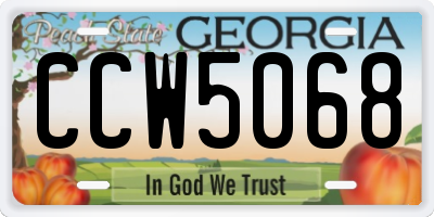 GA license plate CCW5068