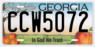GA license plate CCW5072