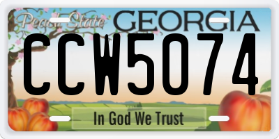 GA license plate CCW5074