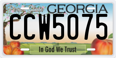 GA license plate CCW5075