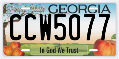 GA license plate CCW5077