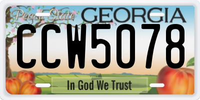 GA license plate CCW5078