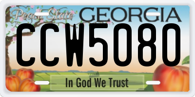 GA license plate CCW5080