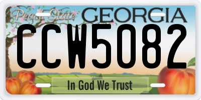 GA license plate CCW5082