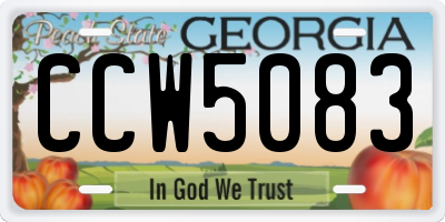 GA license plate CCW5083
