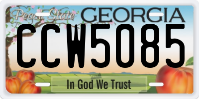 GA license plate CCW5085