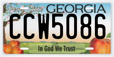 GA license plate CCW5086
