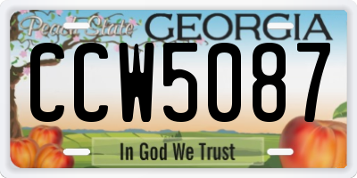 GA license plate CCW5087