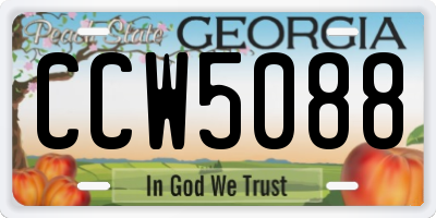GA license plate CCW5088