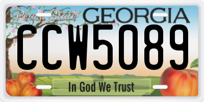 GA license plate CCW5089