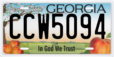 GA license plate CCW5094