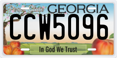 GA license plate CCW5096