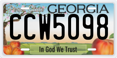 GA license plate CCW5098