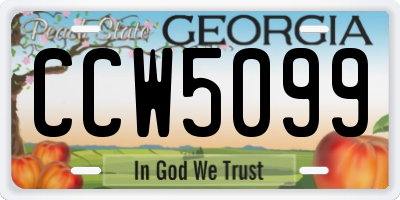 GA license plate CCW5099