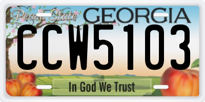 GA license plate CCW5103