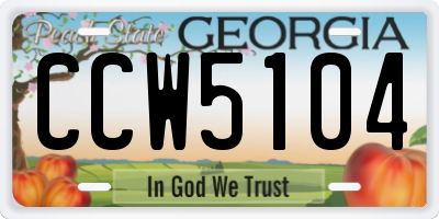 GA license plate CCW5104