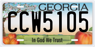 GA license plate CCW5105