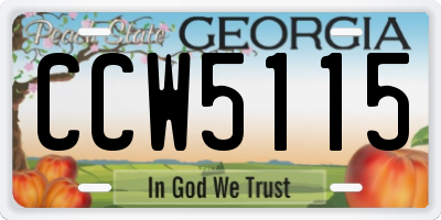 GA license plate CCW5115