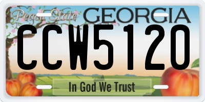 GA license plate CCW5120