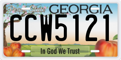 GA license plate CCW5121
