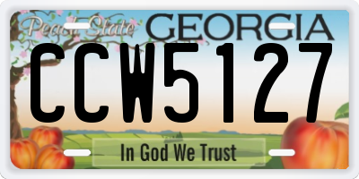 GA license plate CCW5127