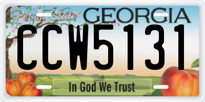 GA license plate CCW5131