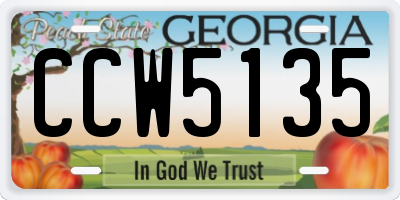 GA license plate CCW5135