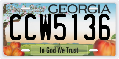 GA license plate CCW5136