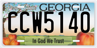 GA license plate CCW5140