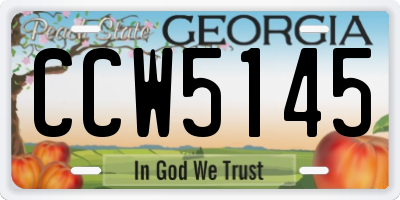 GA license plate CCW5145