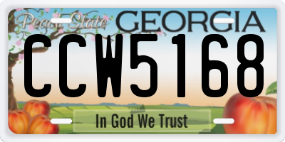 GA license plate CCW5168