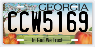 GA license plate CCW5169