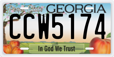 GA license plate CCW5174