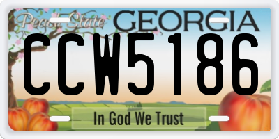 GA license plate CCW5186