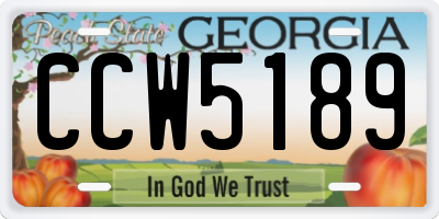 GA license plate CCW5189