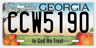 GA license plate CCW5190