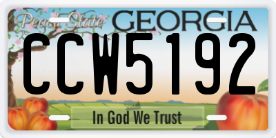 GA license plate CCW5192
