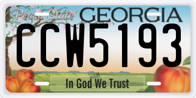 GA license plate CCW5193