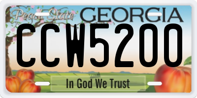 GA license plate CCW5200