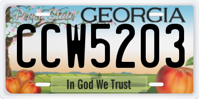 GA license plate CCW5203
