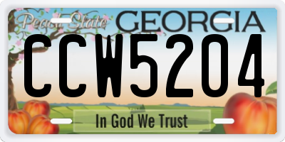 GA license plate CCW5204