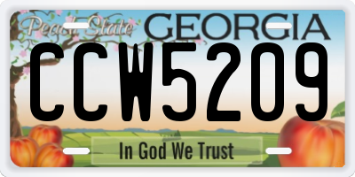 GA license plate CCW5209